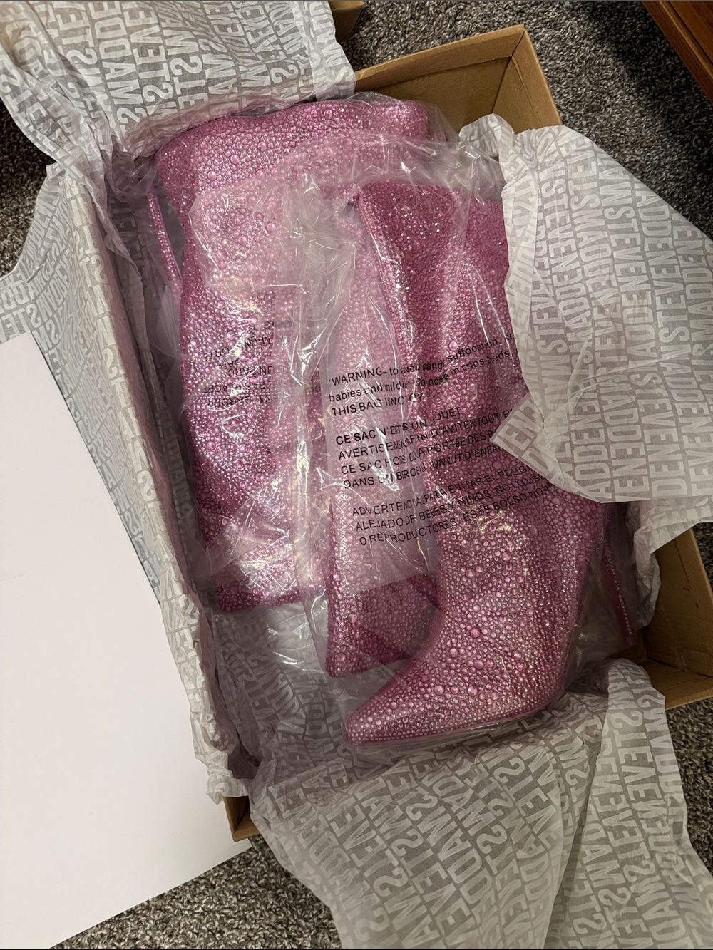 Steve Madden Pink Glitter Ankle Boots